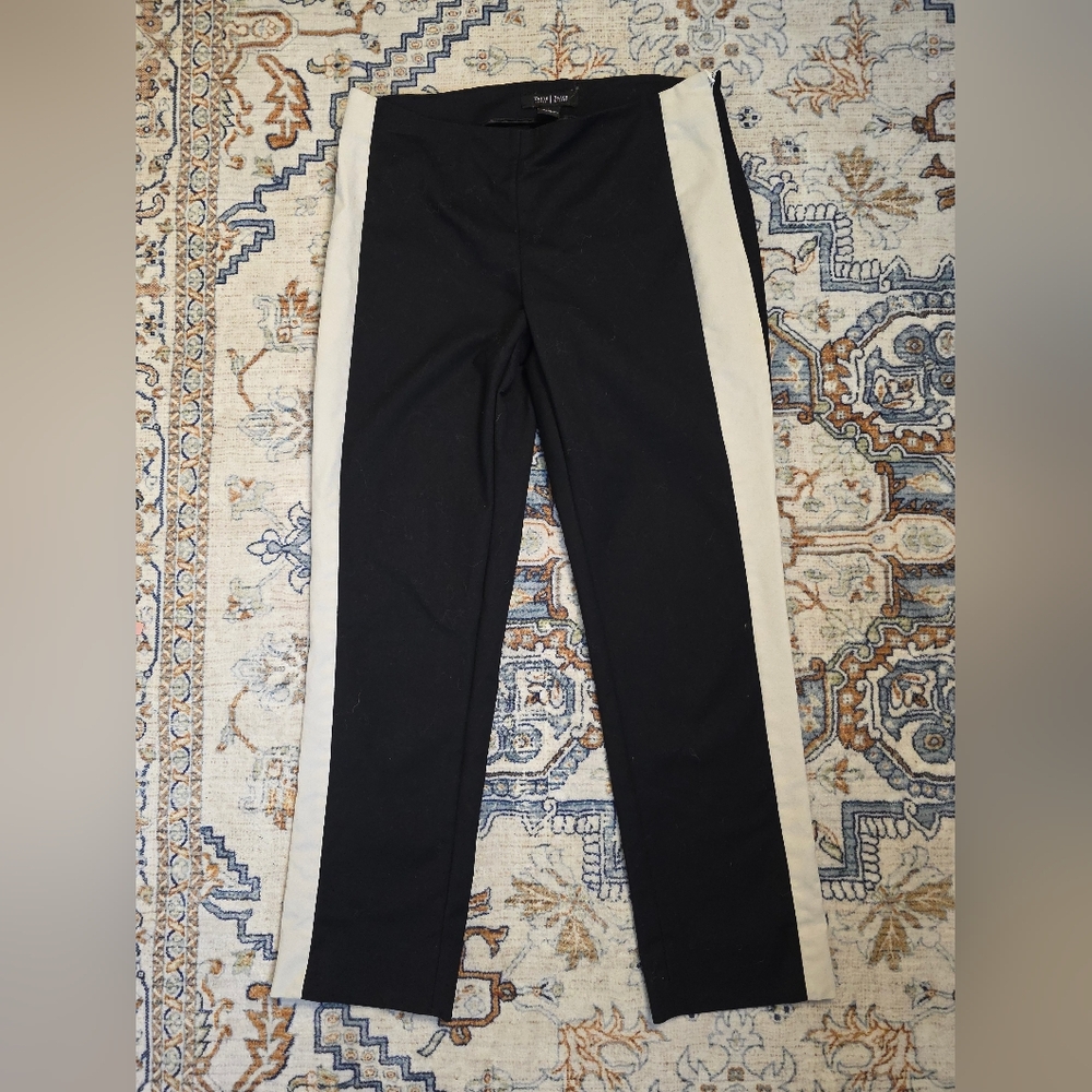 White House Black Market Black Trousers with White Accents 2R